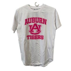 Pressbox Auburn Tigers Short Sleeve Graphic Tee Womens M Crewneck White Pink NEW